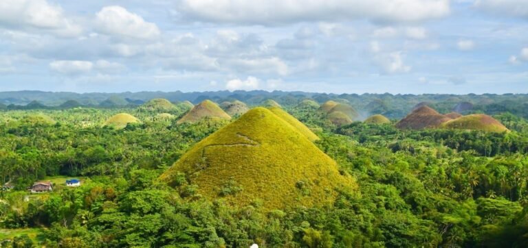 Chocolate Hills in Bohol, Philippines during dry season landscape